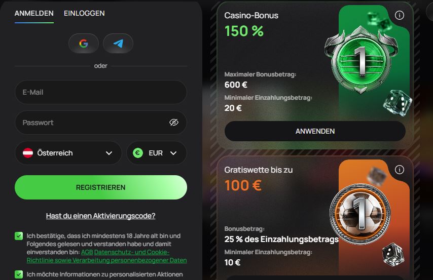 Registriere dich bei Flagman und sichere dir Startbonus