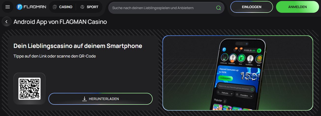 Lade Flagman Casino App herunter und spiele unterwegs